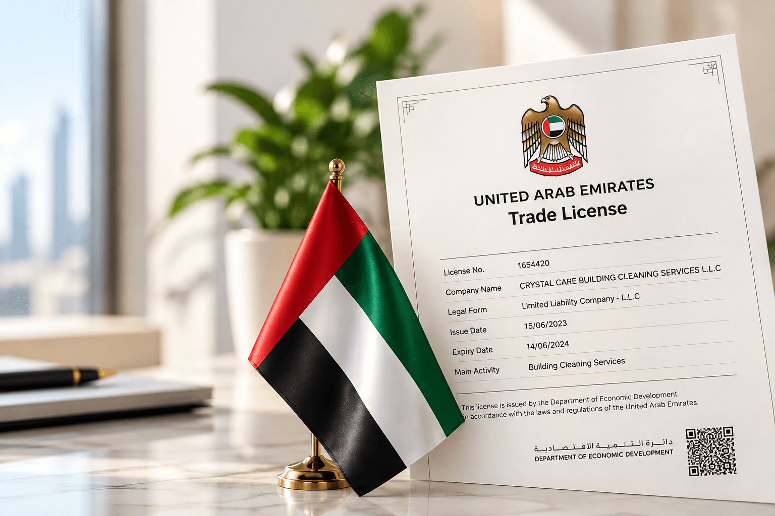A company document with the UAE flag